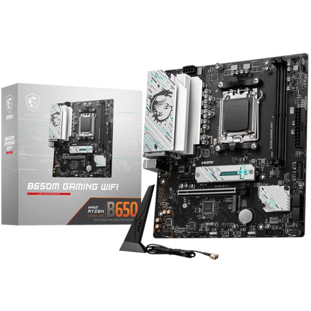 MSI B650M GAMING WIFI 6E mATX - Supports AMD Ryzen 9000/8000 / 7000 Series Processors, AM5 - DDR5 Memory Boost 7800+ MHz/OC, PCIe 4.0 x16, M.2 Gen4