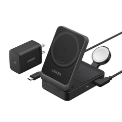 Anker MagGo Wireless Charging Station (15W, Foldable 3-in-1) - White