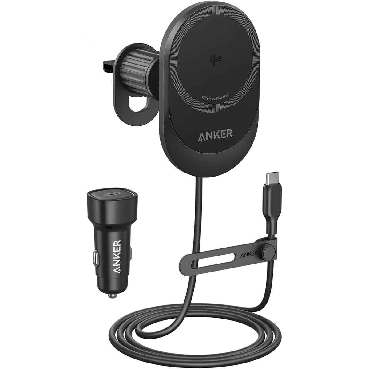 Anker Magsafe Iphone 16 Wireless Car Charger Compatible, Maggo 15w Fast Car Charger, 360° Adjustable Angle And Strong Magnets, Car Phone Holder Mount, For Iphone 16/15/14 Series (adapter Included)