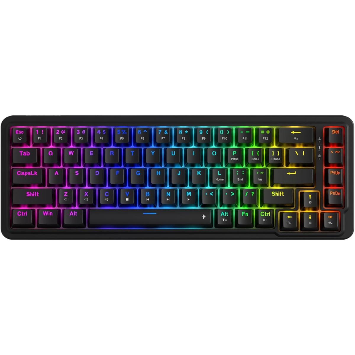 Redragon K709 NOVA 65% Wired Gasket RGB Gaming Keyboard, 68 Keys Hot-Swap Compa Mechanical Keyboard w/Free-Mod Socket, 3-Layer Noise Dampening & Dedicated Arrow Keys, Quiet Custom Linear Switch , Black