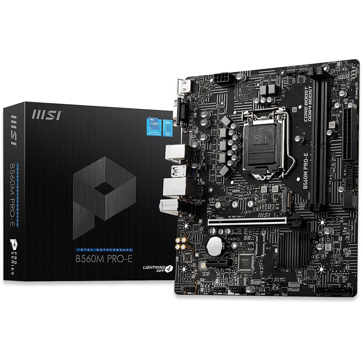 MSI PRO B860M-E mATX - Supports Intel Core Ultra Processors (Series 2), LGA 1851 - Dire 6 Phases, DDR5 Memory Boost (9066+ MT/s OC), PCIe 5.0 x16, M.2 Gen5, 5G LAN