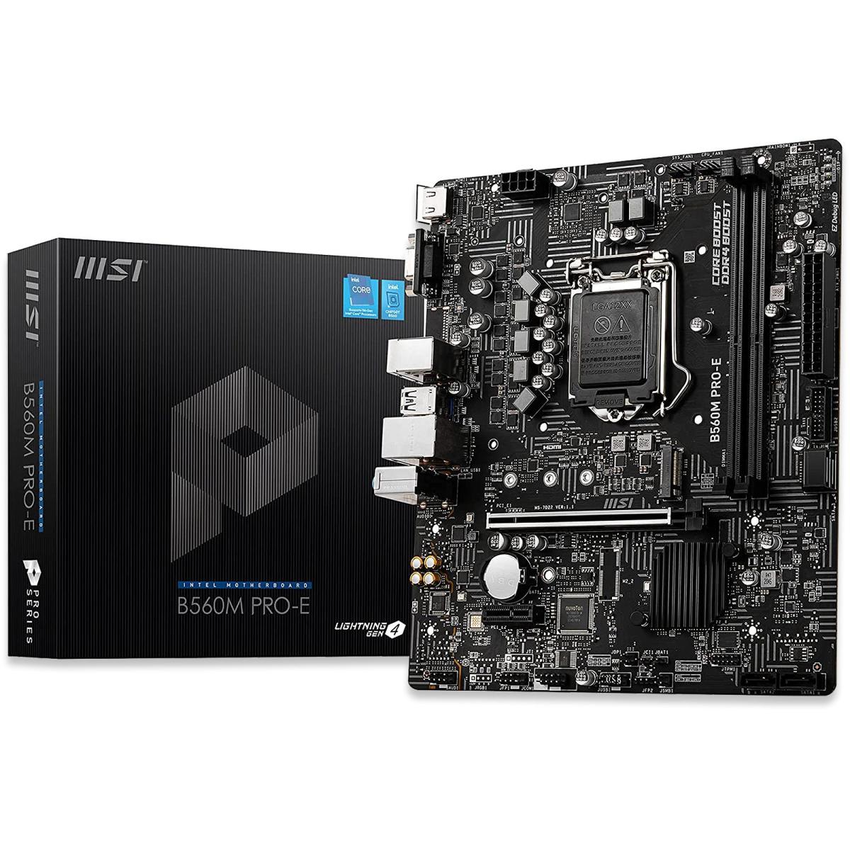 MSI PRO B860M-E mATX - Supports Intel Core Ultra Processors (Series 2), LGA 1851 - Dire 6 Phases, DDR5 Memory Boost (9066+ MT/s OC), PCIe 5.0 x16, M.2 Gen5, 5G LAN