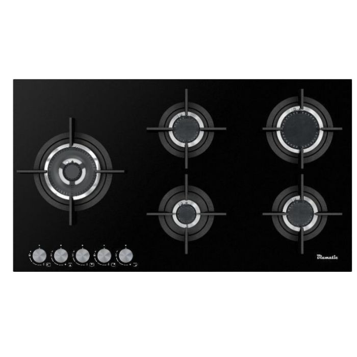 Blumatic Hob 90cm 5 Burners Full Safety Black Glass