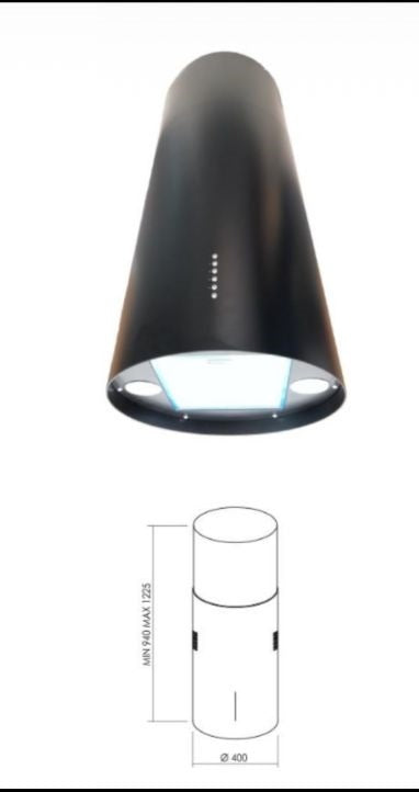 Bloomatic Round Wall-Mounted Hood 40 Cm – Black