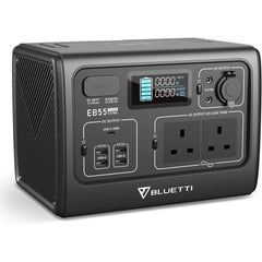 BLUETTI EB55 Portable Power Station 537Wh LiFePo4 Battery Power Generator with 2 230V 700W (Suger 1400W) AC Pure Sine-Wave Outlets, Mobile Wireless Charger, Outdoor Solar Generator for Road Trip Home Use Vanlife Off-grid - Gray