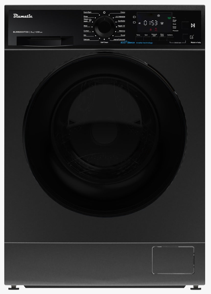 Blumatic 8 KG Italian Washing Machine – Black & Silver
