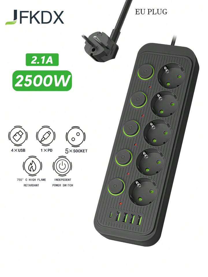Boxu SC-03 Power Socket - 4 Socket - 3 USB - 1 Type-C