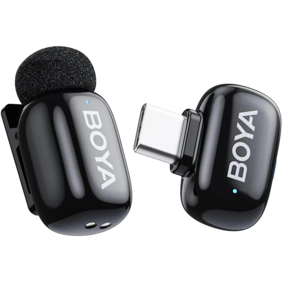 BOYA mini 2-06 Wireless Lavalier Microphone for iPhone 15-17/Android,Noise Cancellation,App Control, 48kHz/24-Bit, 6H Battery Mini Mic for Video Recording Interview Vlog (1TX + USB-C RX) - Black