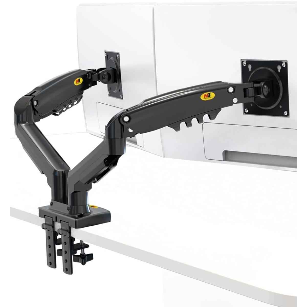 North Bayou NB North Bayou F160 17" - 27" Adjustable Dual Monitor Mount Gas Spring Desk Arm 2 - 9kg