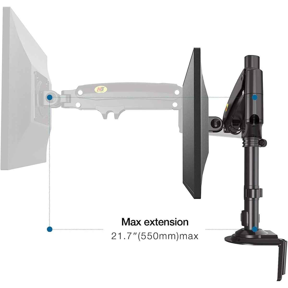 North Bayou NB North Bayou H100 17" to 30" Adjustable Universal Monitor Arm Gas - Spring Desk Mount