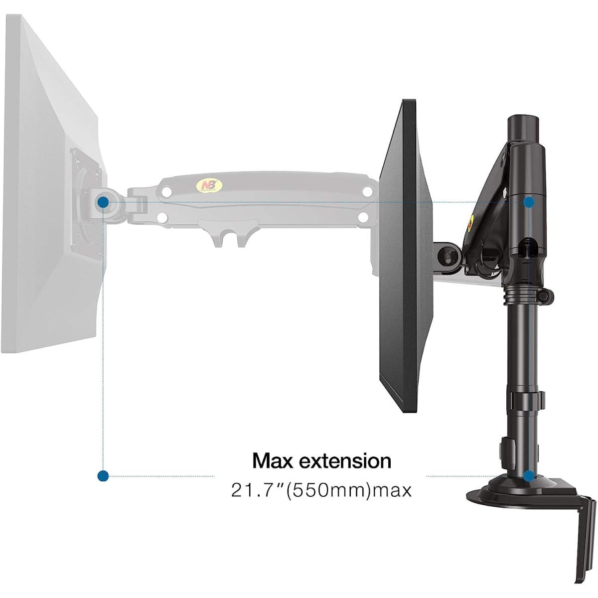NB North Bayou H100 17" to 30" Adjustable Universal Monitor Arm Gas-Spring Desk Mount