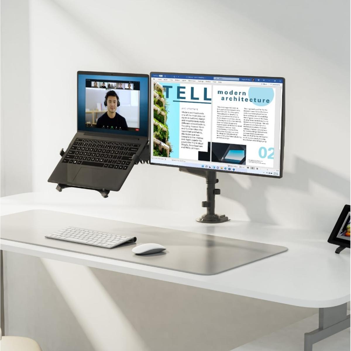 NB North Bayou H180-FP 10"-17" Laptop/Tablet 17"27" Monitors Ergonomic Gas-Spring Multifunctional Dual Bracket Desk Mount