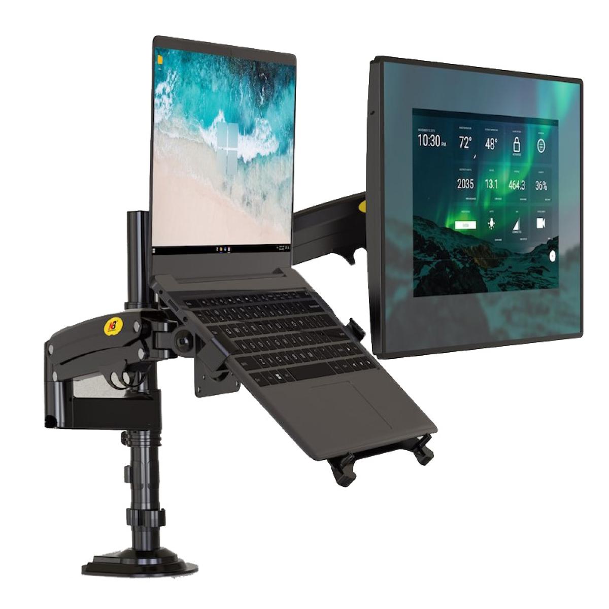 NB North Bayou H180-FP 10"-17" Laptop/Tablet 17"27" Monitors Ergonomic Gas-Spring Multifunctional Dual Bracket Desk Mount