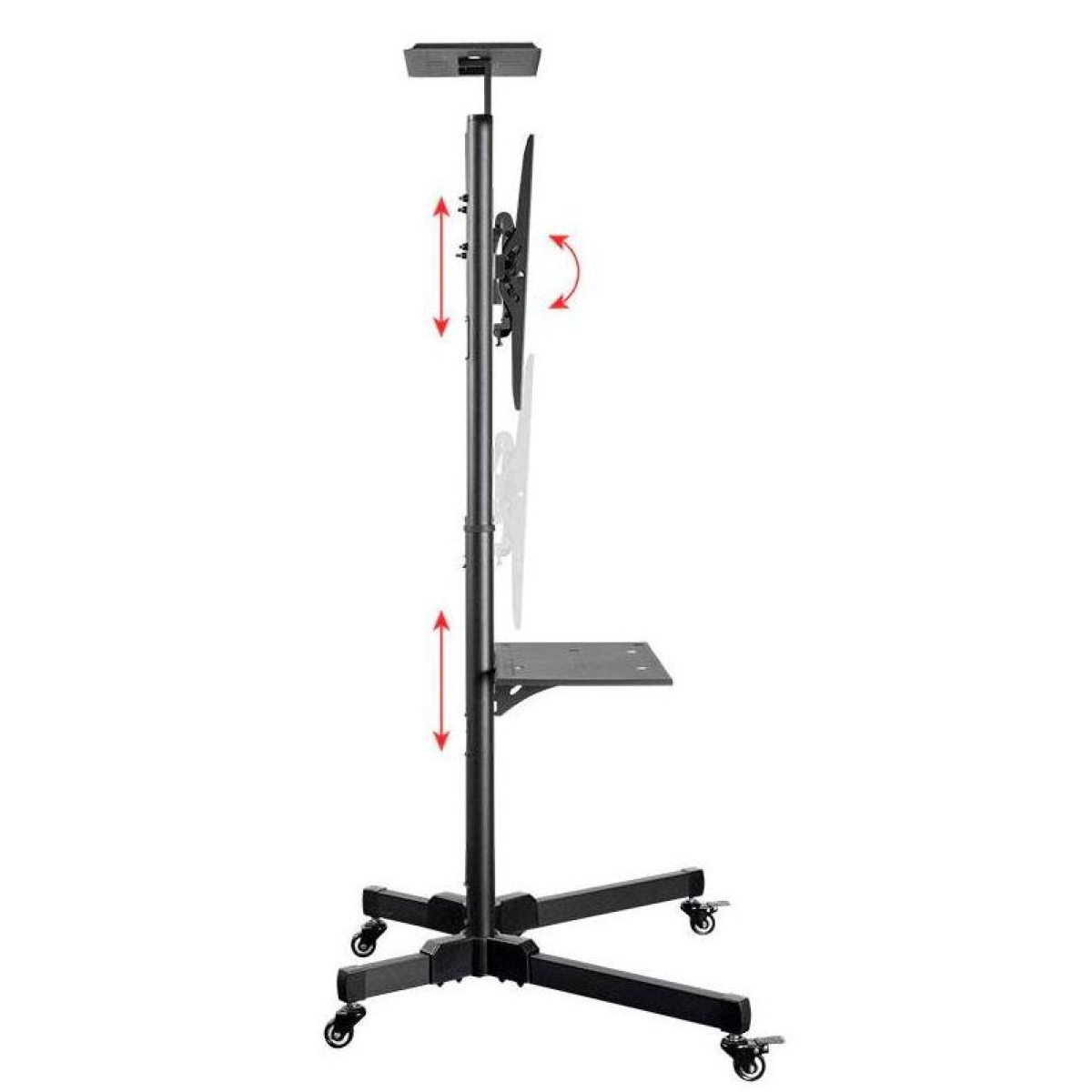 TV Trolley Bracket Stand With Media Shelf 32" to 65"