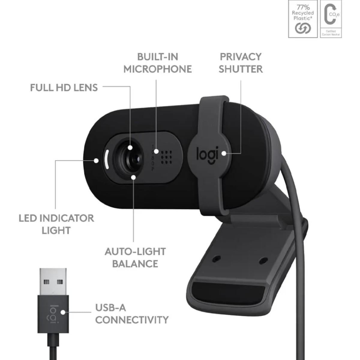 Logitech BRIO 90 1080P Webcam -Black