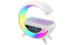 LED Wireless Charging Speaker (BT-3401), Compact Size & Modern Design Portable Bluetooth Speaker (LED, AUX, USB, SD Card), FM radio, Clock, Alarm Clock, 7 Colors Led