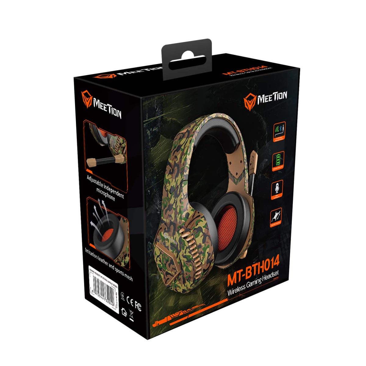 Meetion BTH014 Surround Sound 2.4G Wireless Bluetooth & Wired Gaming Headset -Green