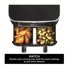 Ninja Dual Zone Air Fryer, 9.5Lit, 6Programs, Black - AF451UK