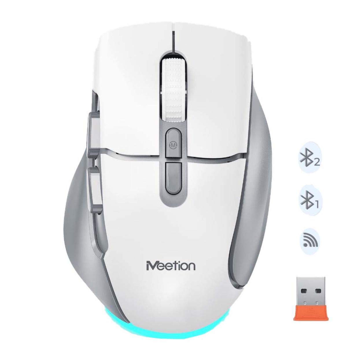 Meetion BTM001 2.4G Wireless & Bluetooth Dual-Mode Ergonomic Mouse -White