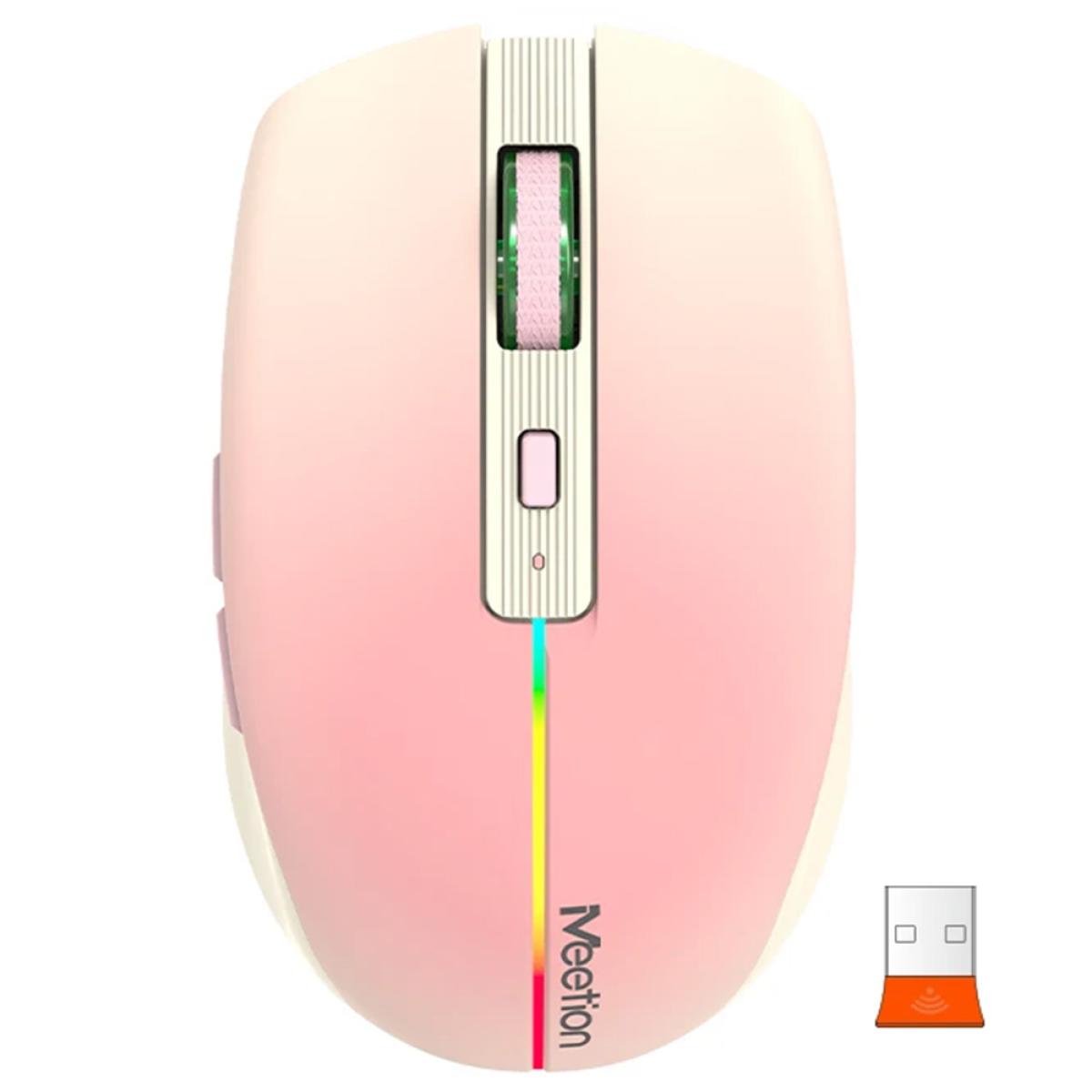 Meetion BTM002 2.4G Wireless & Bluetooth Dual Mode Mouse -Pink