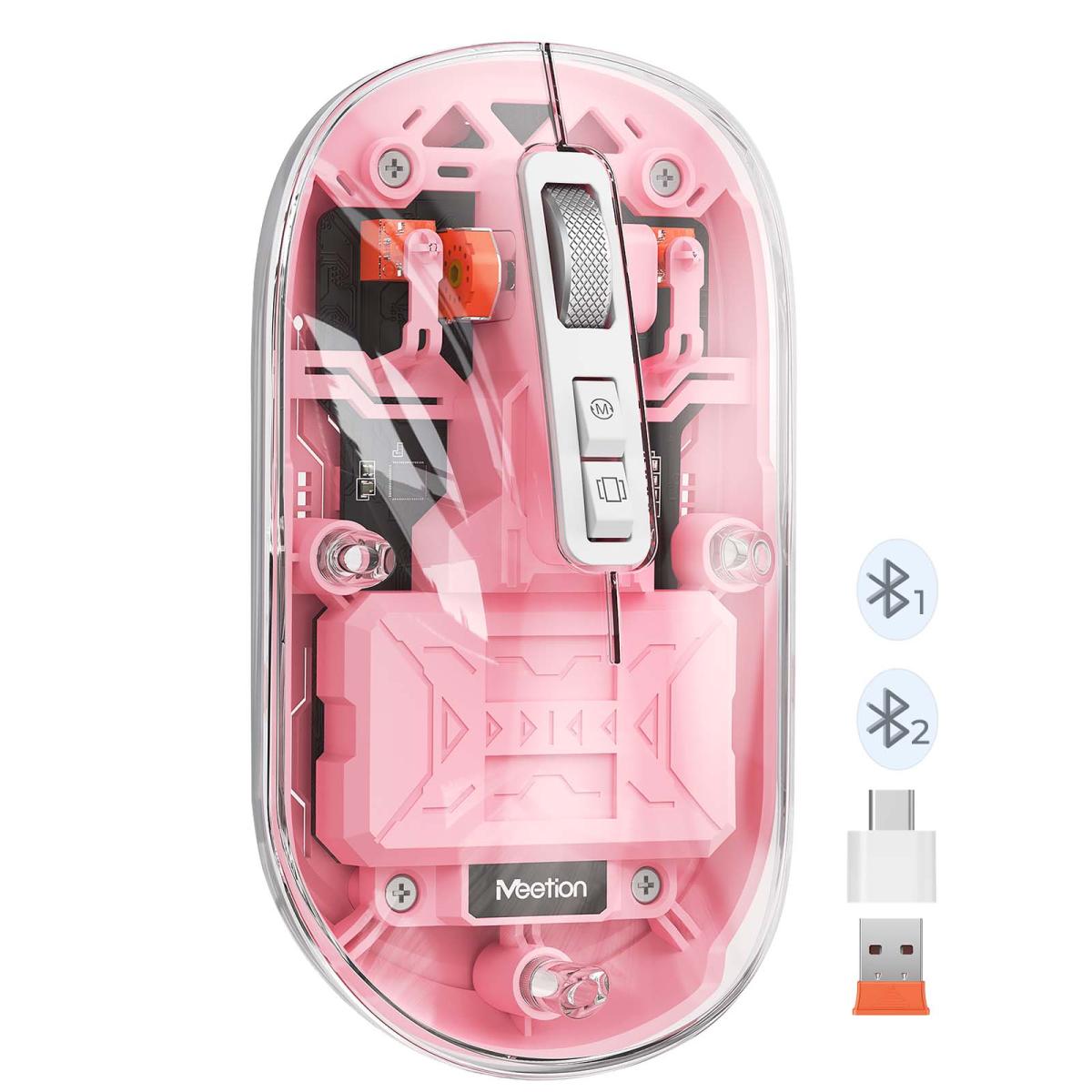 Meetion BTM005 Dual Mode 2.4G Bluetooth & Wireless Mouse -Pink