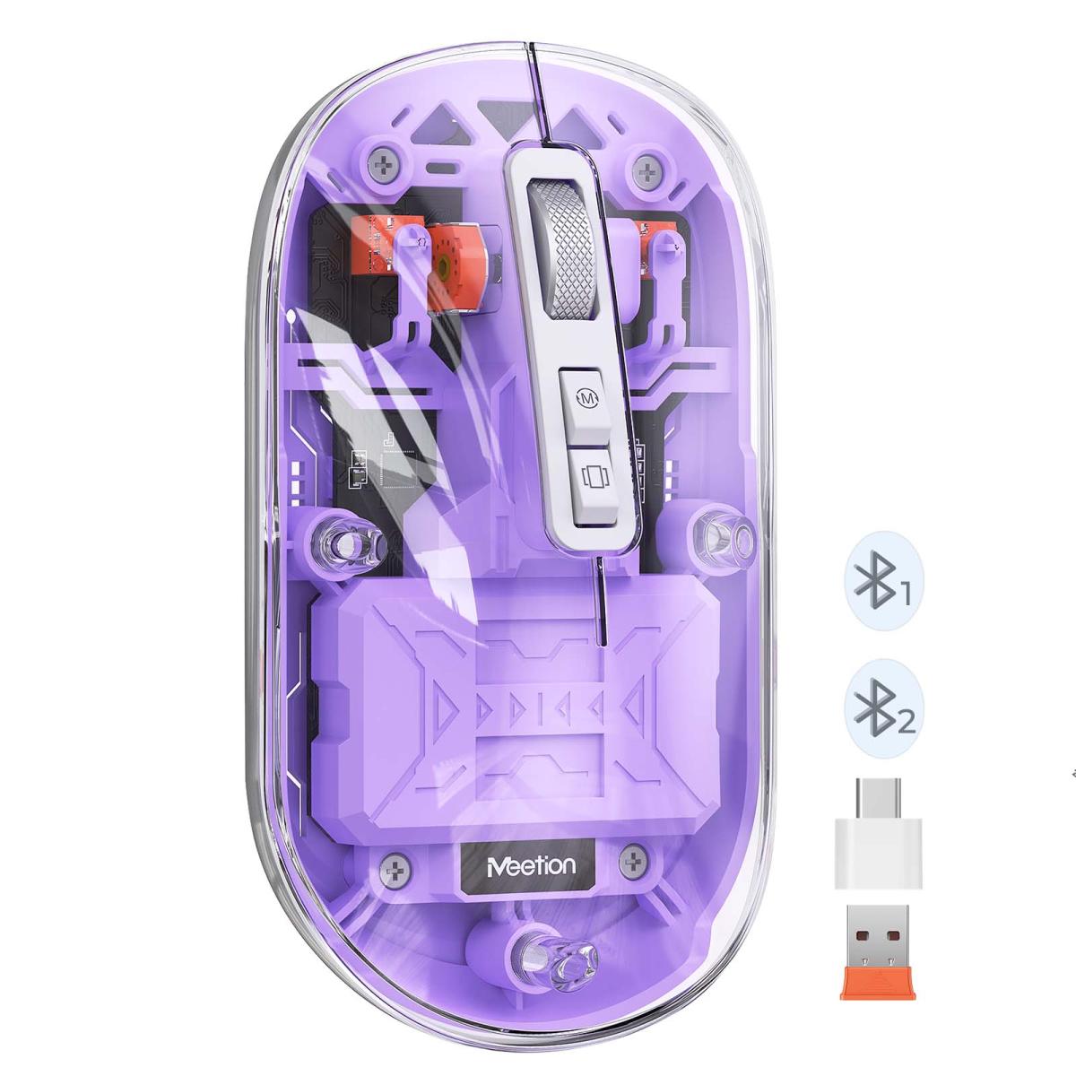 Meetion BTM005 Dual Mode 2.4G Bluetooth & Wireless Mouse -Purple