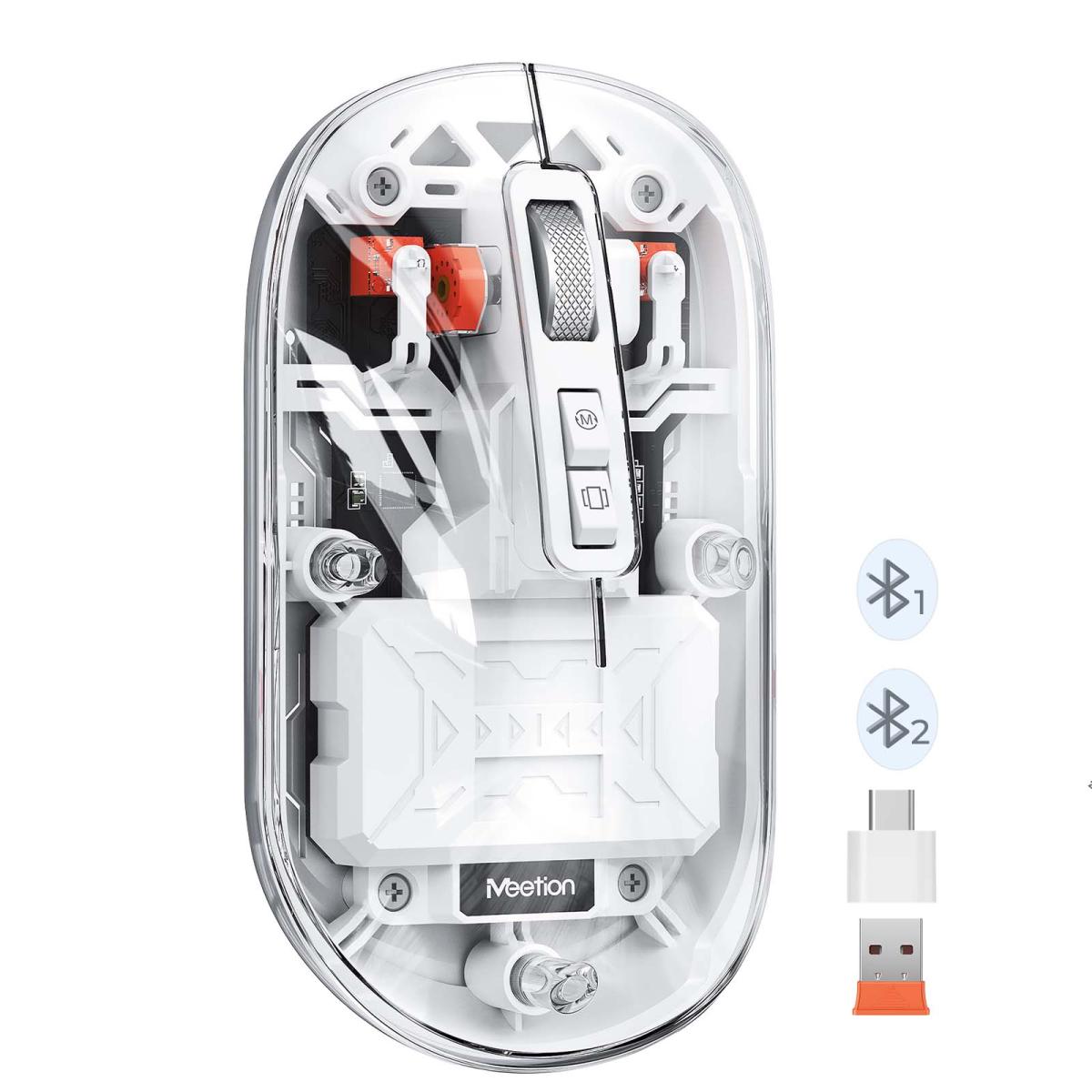 Meetion BTM005 Dual Mode 2.4G Bluetooth & Wireless Mouse -White