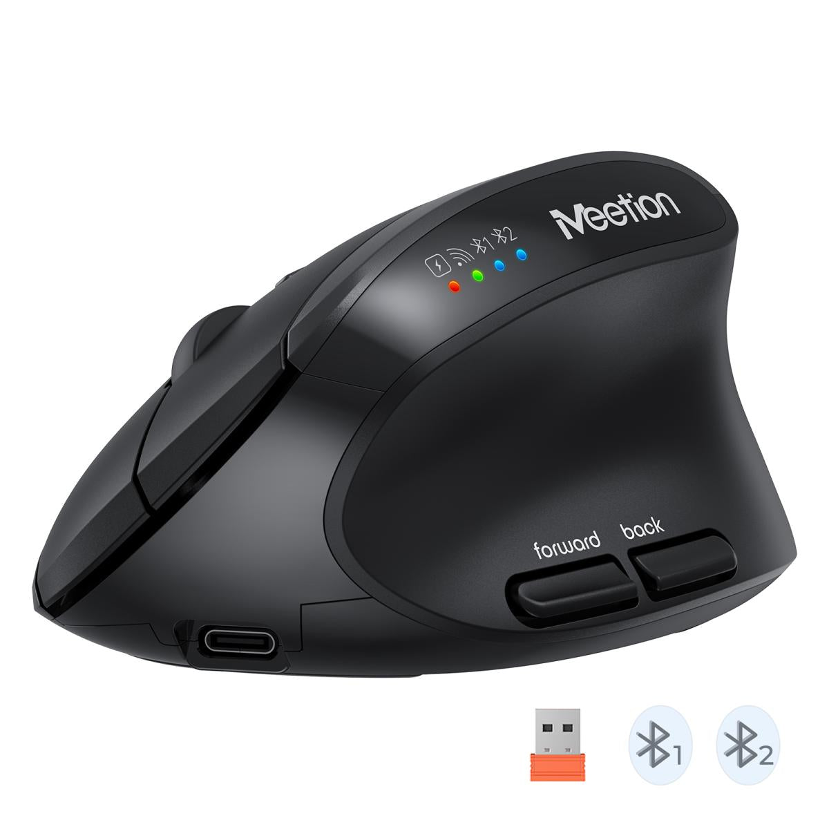 Meetion BTM008 Ergonomic Vertical Wireless Mouse BT+2.4GHz