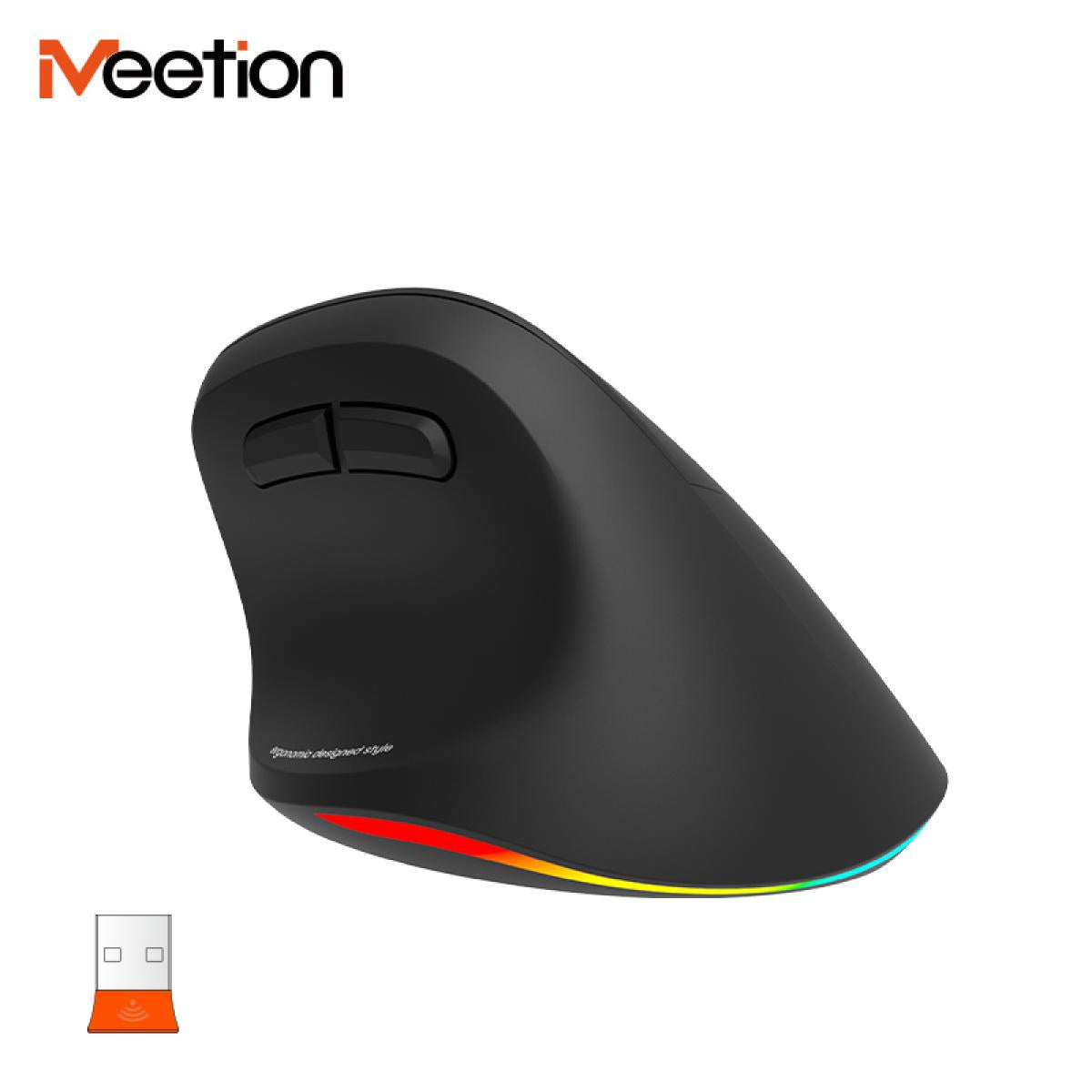 Meetion BTM010R Right-Handed Ergonomic Wireless Vertical Mouse -Black