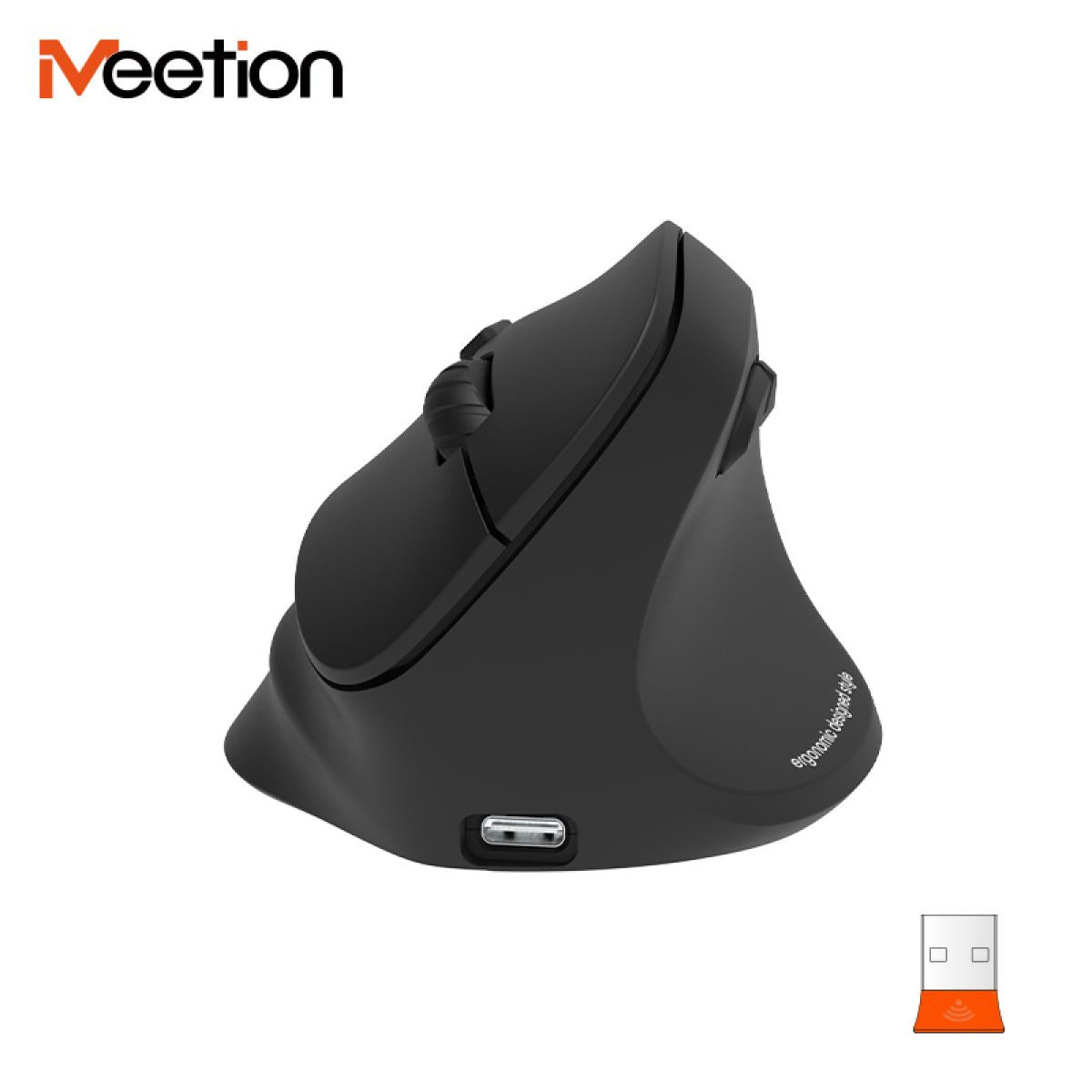 Meetion BTM010R Right-Handed Ergonomic Wireless Vertical Mouse -Black