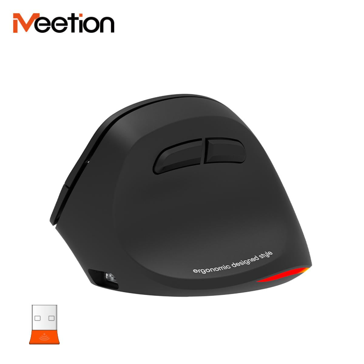 Meetion BTM010R Right-Handed Ergonomic Wireless Vertical Mouse -Black