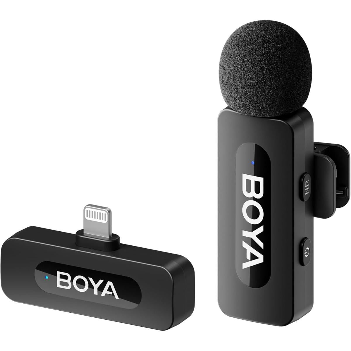 Boya BY-V1 Wireless Lavalier Microphone for iPhone, Mobile Phone Microphone iPhone Wireless, 100m Range, Mini Lapel Microphone for Podcast, Video, Vlog, YouTube, TikTok - Black