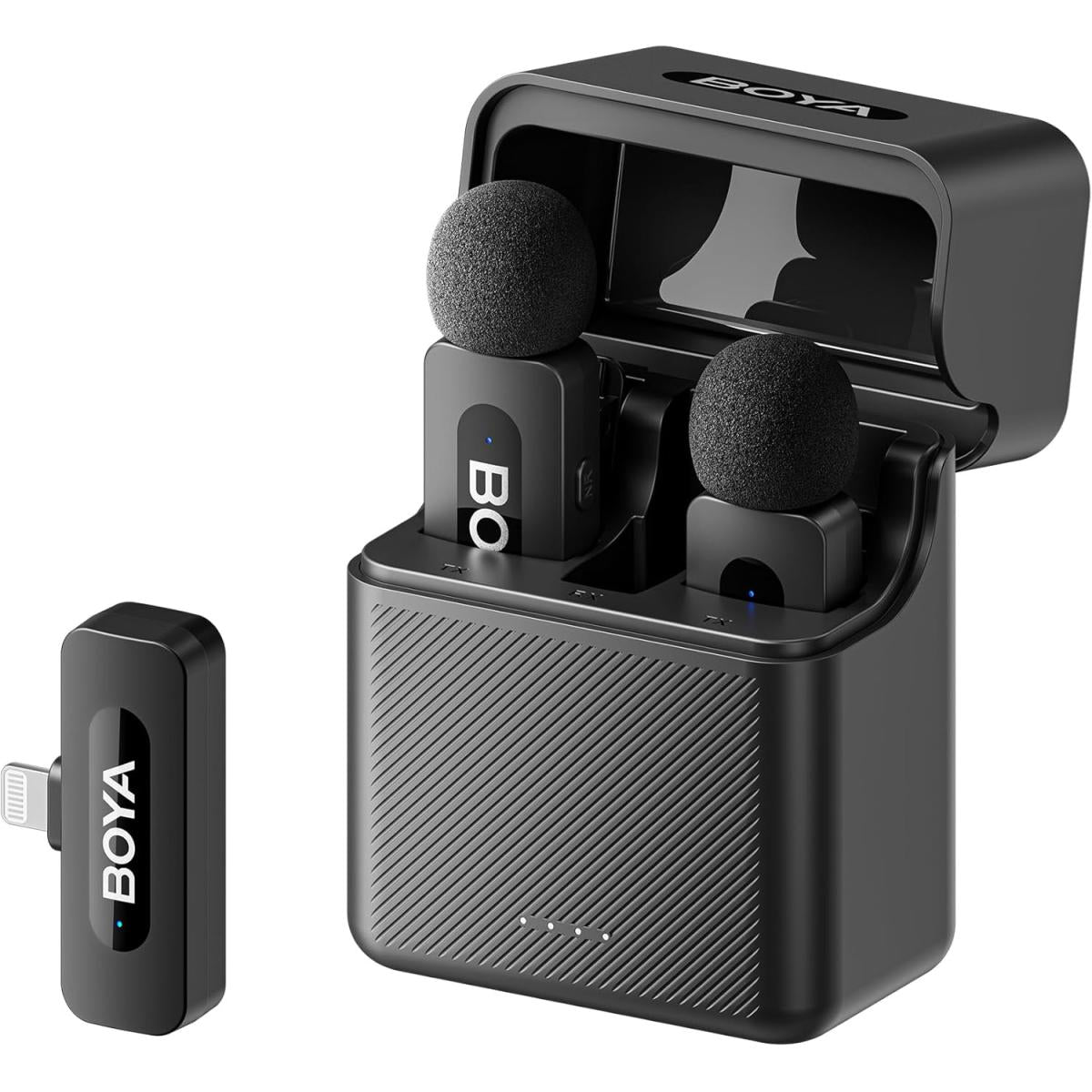Boya V3 Wireless Microphone For Iphone With Mfi Certified Lightning Port, 36h Battery Life, Noise Canceling Clip On Lapel Microphone Wireless Mini Mic For Video Recording Black