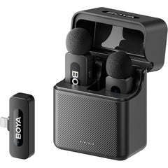 Boya V3 Wireless Microphone For Iphone With Mfi Certified Lightning Port, 36h Battery Life, Noise Canceling Clip On Lapel Microphone Wireless Mini Mic For Video Recording Black