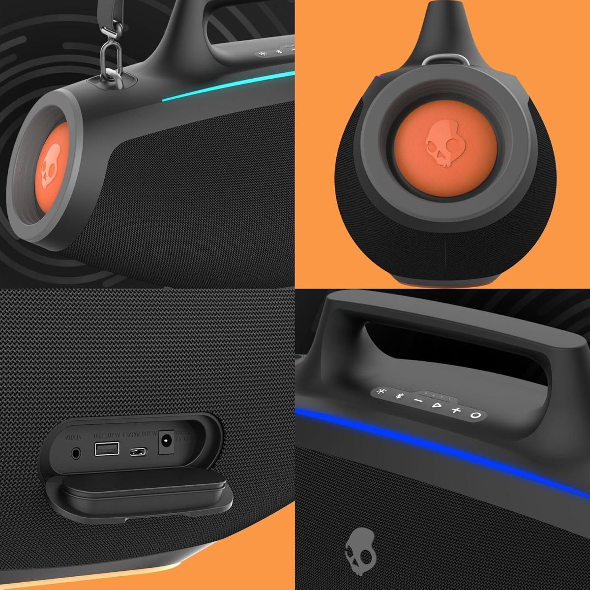 Skullcandy Barrel Bluetooth Boombox Speaker - Water Resistant Wireless Portable Speaker
