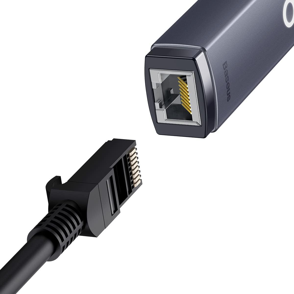 Baseus Lite Series RJ45 Lan Port Ethernet Adapter Type C to RJ45 Lan Port 1000mbps Hub Grey