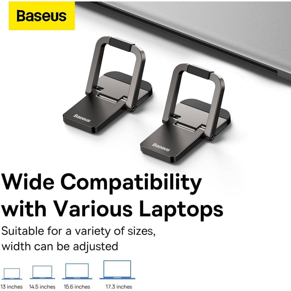 Baseus Slim Laptop Kickstand (2 PCS) Compa, Durable, Heat Dissipation, Adjustable Viewing Angle - Black