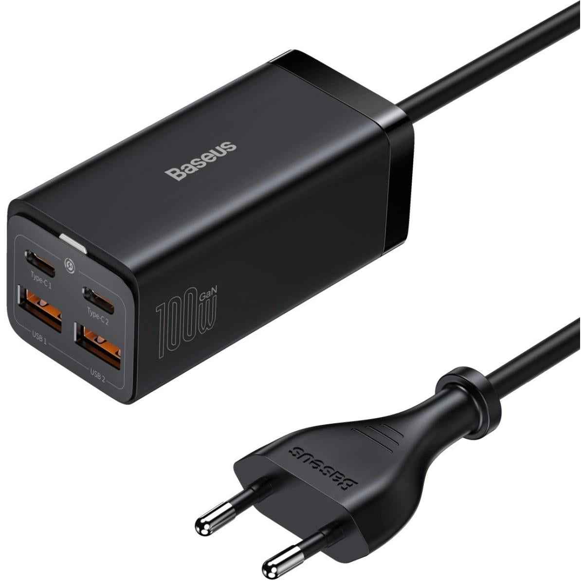 Baseus Gan3 Pro Fast Universal Gan Charger 2 X Usb Type C / 2x Usb 100w Pd3.0, Qc4.0 +, Afc Black