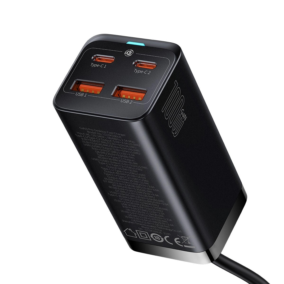 Baseus Gan3 Pro Fast Universal Gan Charger 2 X Usb Type C / 2x Usb 100w Pd3.0, Qc4.0 +, Afc Black Baseus Gan3 Pro Fast Universal Gan Charger 2 X Usb Type C / 2x Usb 100w Pd3.0, Qc4.0 +, Afc Black