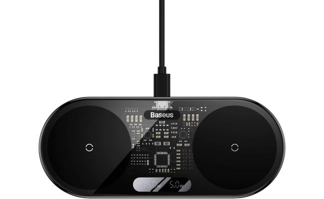 Baseus Digital Led Display 2in1 Wireless Charger 20w Black Universal Version (include Usb For Type C 3a 1m) Black Baseus Digital Led Display 2in1 Wireless Charger 20w Black Universal Version (include Usb For Type C 3a 1m) Black