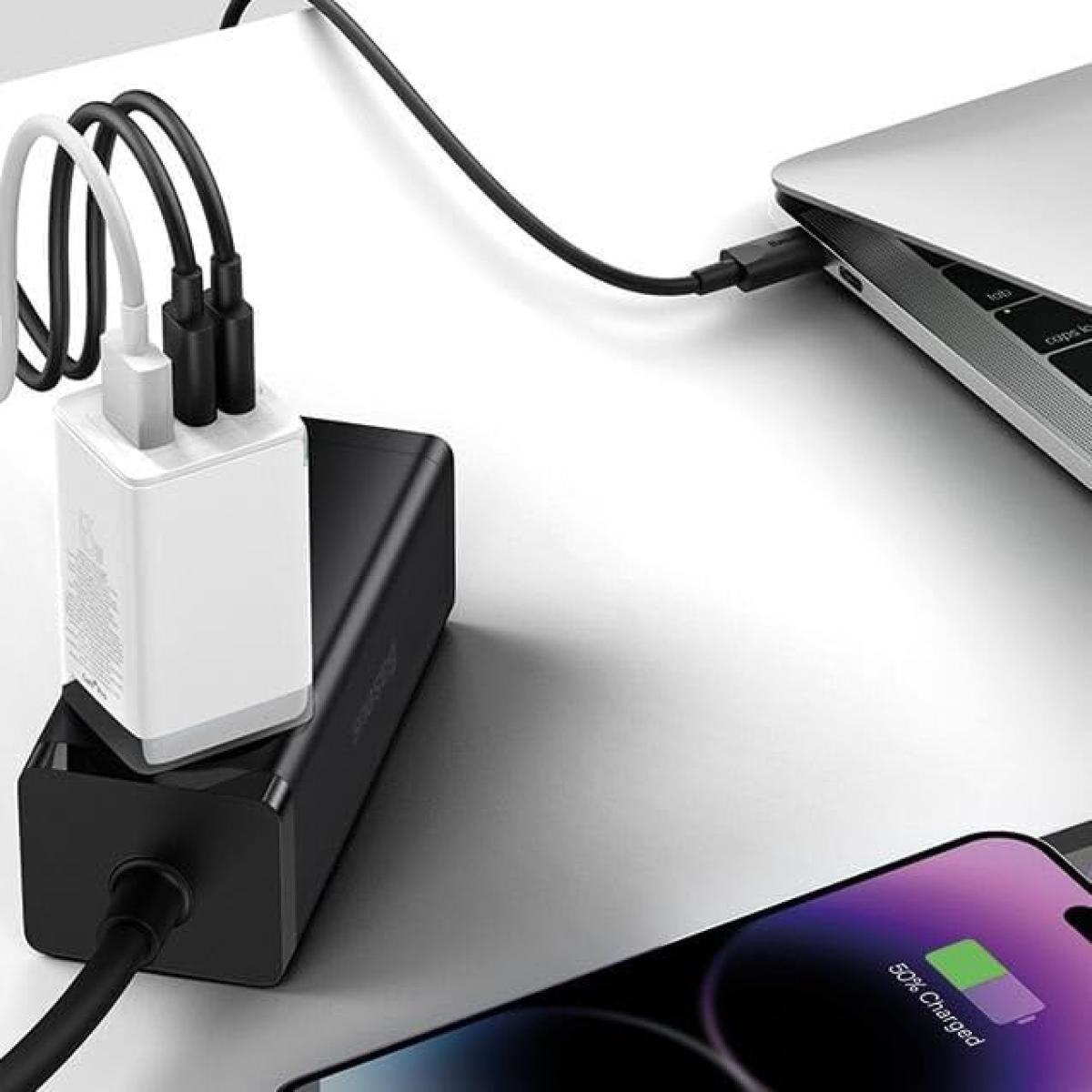 Baseus Travel Charger Gan5 Pro Fast Wall Charger, C+c+u, Qc, Afc, Pd 65w With Type C To Type C (100w) Cable 1m, White Baseus Travel Charger Gan5 Pro Fast Wall Charger, C+c+u, Qc, Afc, Pd 65w With Type C To Type C (100w) Cable 1m, White
