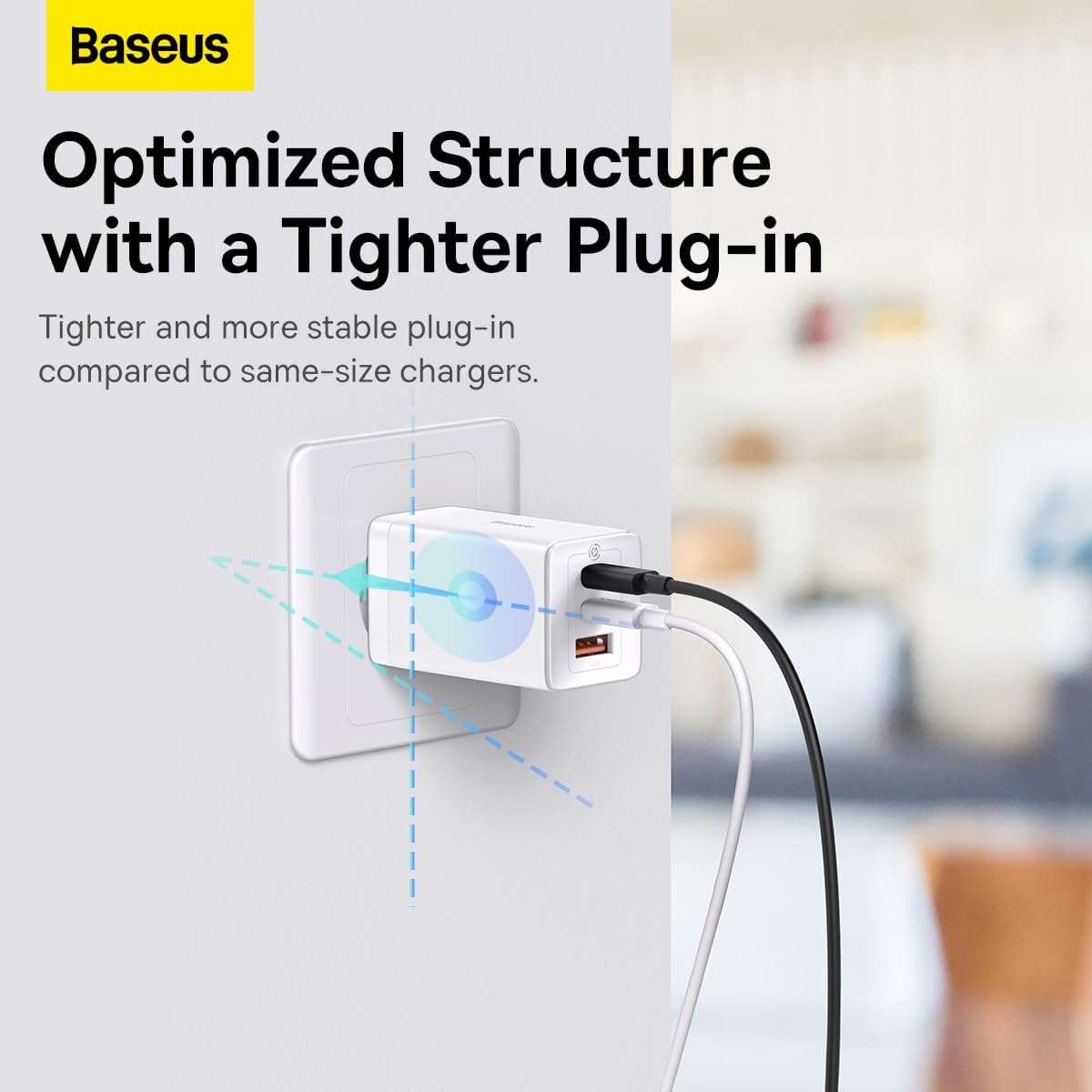Baseus Travel Charger Gan5 Pro Fast Wall Charger, C+c+u, Qc, Afc, Pd 65w With Type C To Type C (100w) Cable 1m, White Baseus Travel Charger Gan5 Pro Fast Wall Charger, C+c+u, Qc, Afc, Pd 65w With Type C To Type C (100w) Cable 1m, White