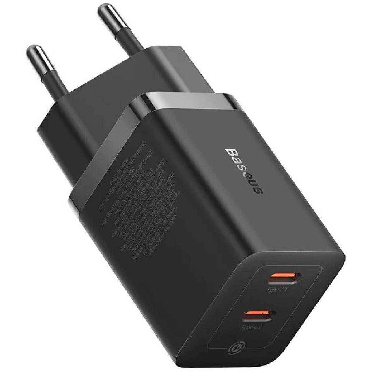 Baseus Gan5 Pro Fast Charger Dual Type C Port, 40w Eu, B Technology Black