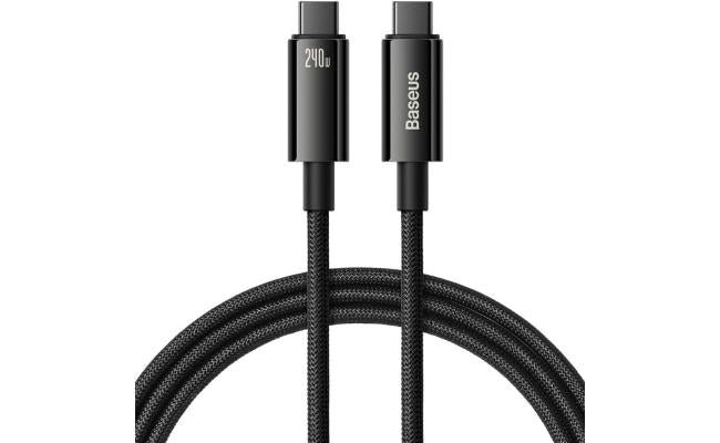 Baseus Tungsten Gold Fast Charging Data Cable Type C To Type C 240w 3m Black Baseus Tungsten Gold Fast Charging Data Cable Type C To Type C 240w 3m Black