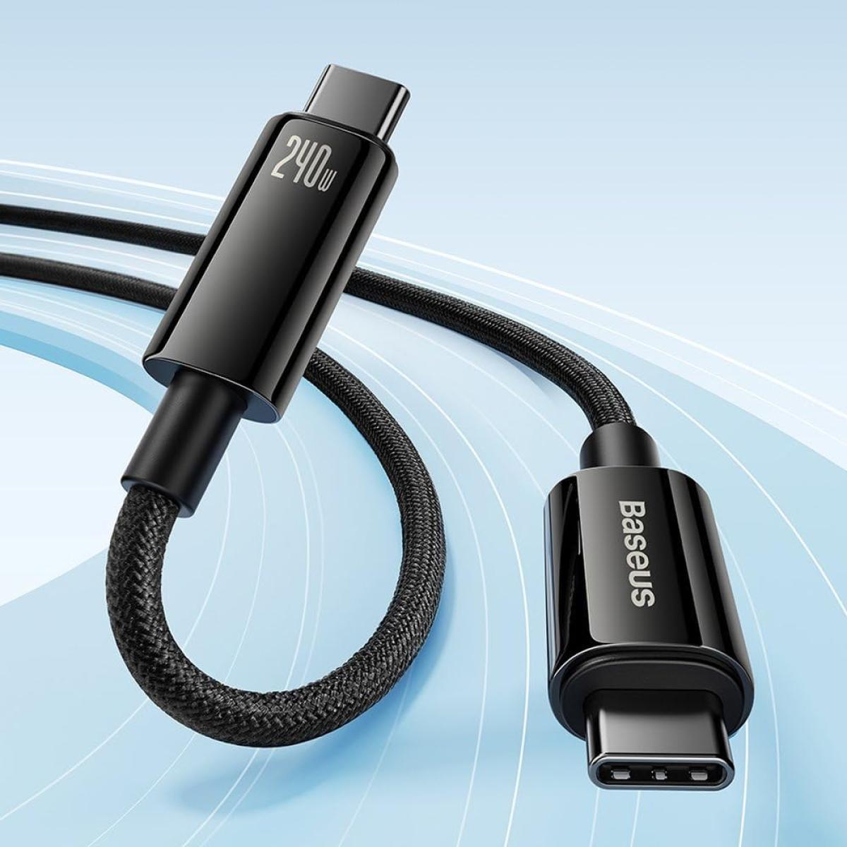 Baseus Tungsten Gold Fast Charging Data Cable Type C To Type C 240w 3m Black Baseus Tungsten Gold Fast Charging Data Cable Type C To Type C 240w 3m Black