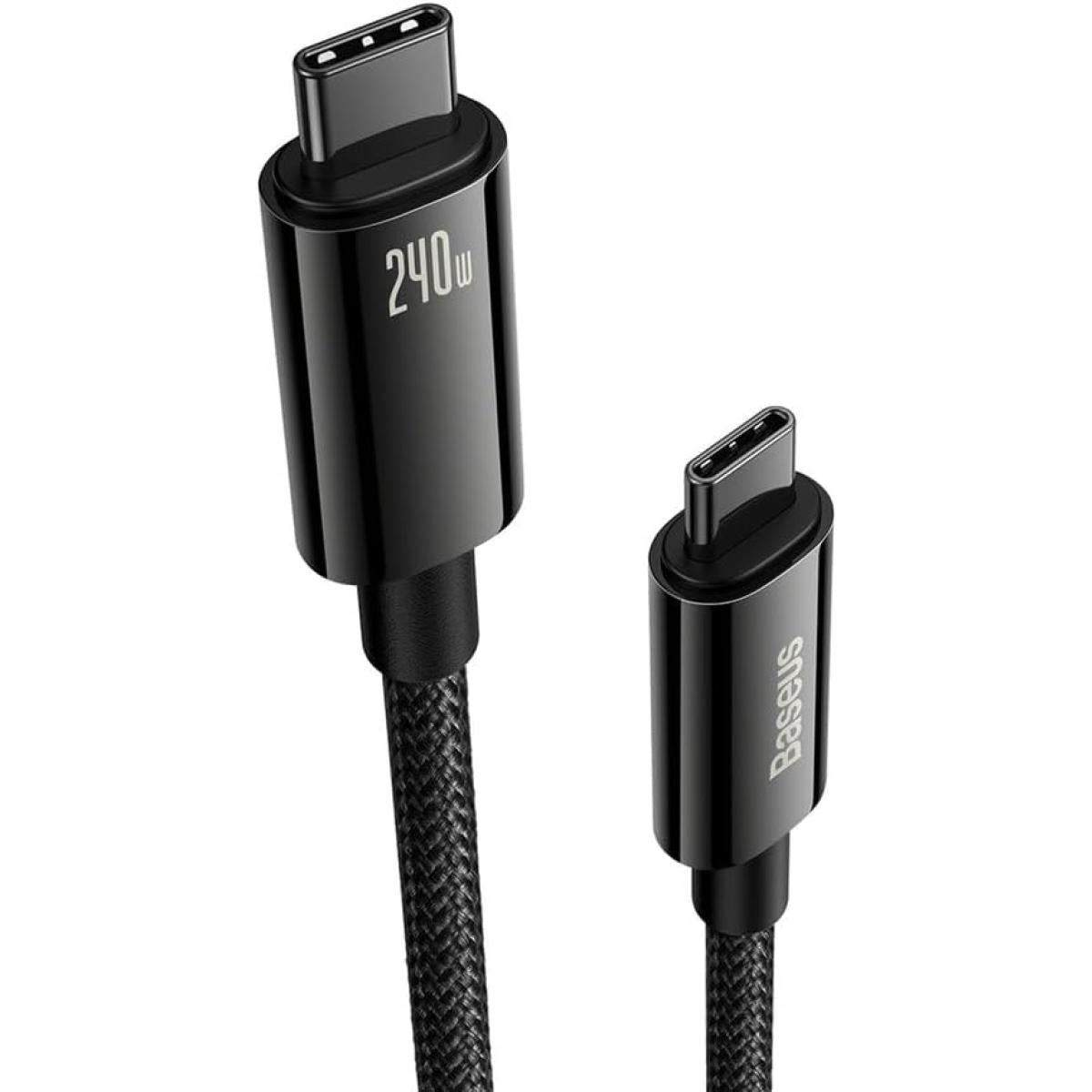 Baseus Tungsten Gold Fast Charging Data Cable Type C To Type C 240w 3m Black Baseus Tungsten Gold Fast Charging Data Cable Type C To Type C 240w 3m Black