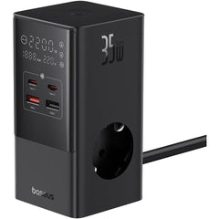 Baseus Power Combo Tower Digital Power Strip 3AC+2U+2C 35W with 1.5m Power Cord EU Cluster - Black