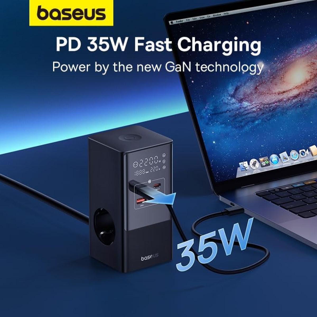 Baseus Power Combo Tower Digital Power Strip 3ac+2u+2c 35w With 1.5m Power Cord Eu Cluster Black Baseus Power Combo Tower Digital Power Strip 3ac+2u+2c 35w With 1.5m Power Cord Eu Cluster Black