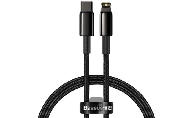 Baseus Tungsten Gold Fast Charging Data Cable Type C To Lightning Pd 20w (1m) Black Baseus Tungsten Gold Fast Charging Data Cable Type C To Lightning Pd 20w (1m) Black