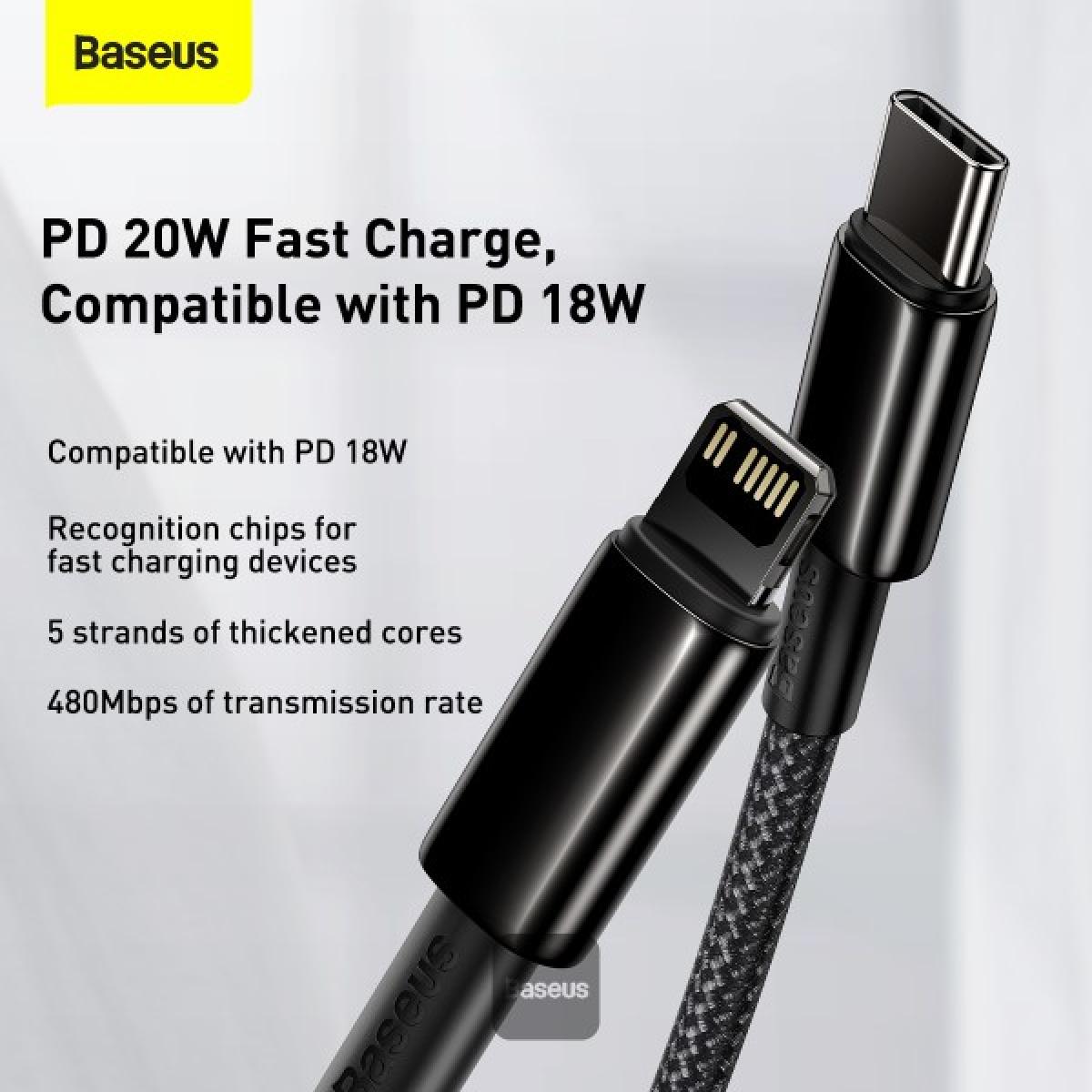 Baseus Tungsten Gold Fast Charging Data Cable Type C To Lightning Pd 20w (1m) Black Baseus Tungsten Gold Fast Charging Data Cable Type C To Lightning Pd 20w (1m) Black